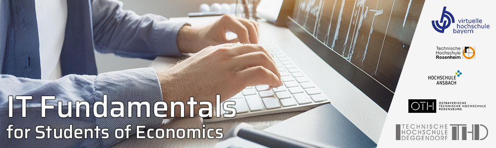 Title image - IT Fundamentals for students of economics; DIT Logo; vhb logo