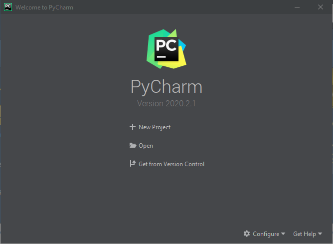 Welcome Screen PyCharm